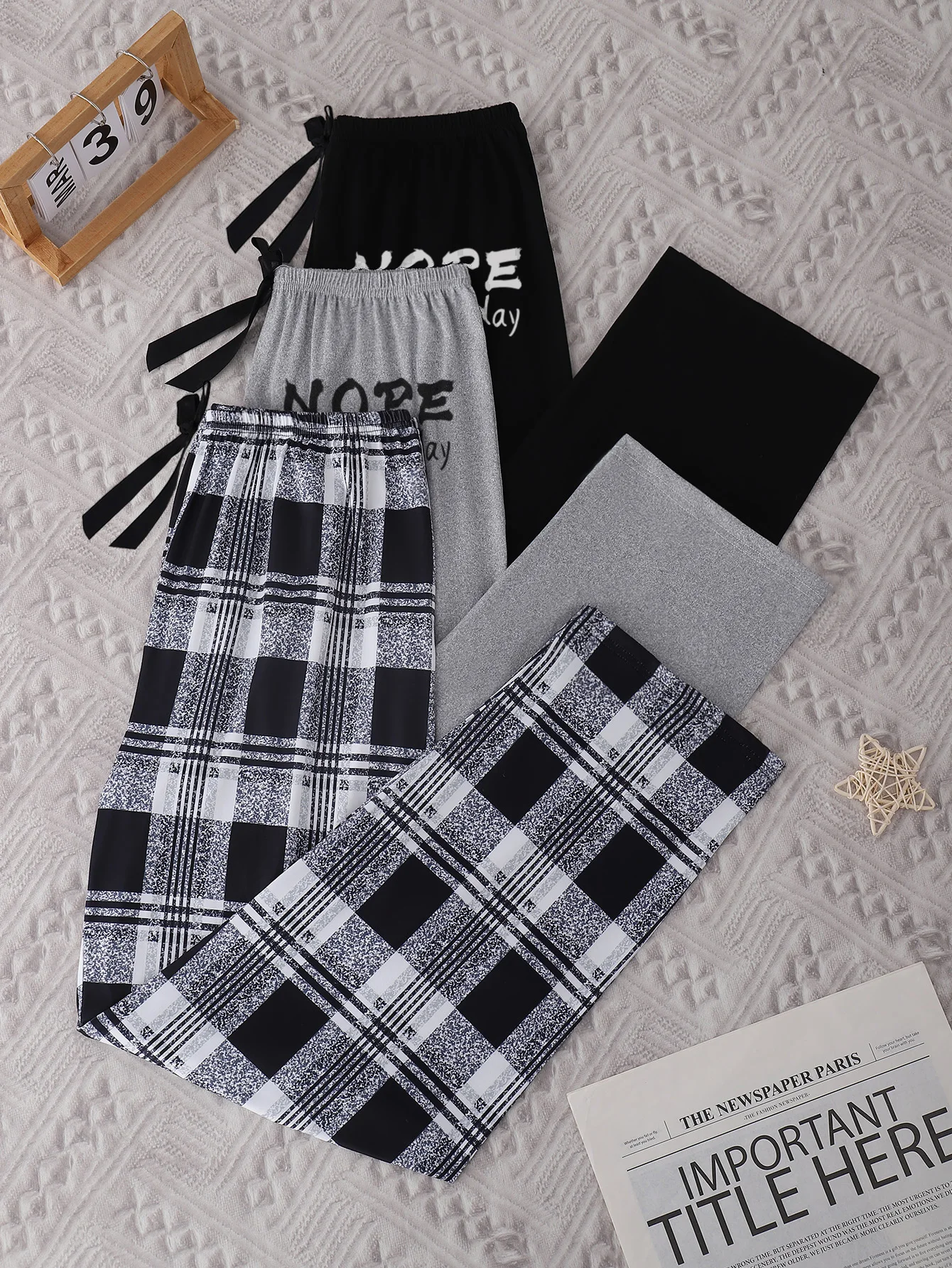 

Черные брюки 3, CPS, серые брюки, клетчатые брюки, пижамные штаны, женские пижамные штаны, приятные для кожи, удобная отделка с бантом и принтом