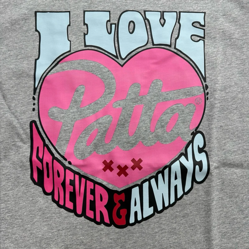 High Street Couple Versatile Fashion New Patta T-shirt High-quality Round Neck Heart Printed Short Sleeved Top Stock