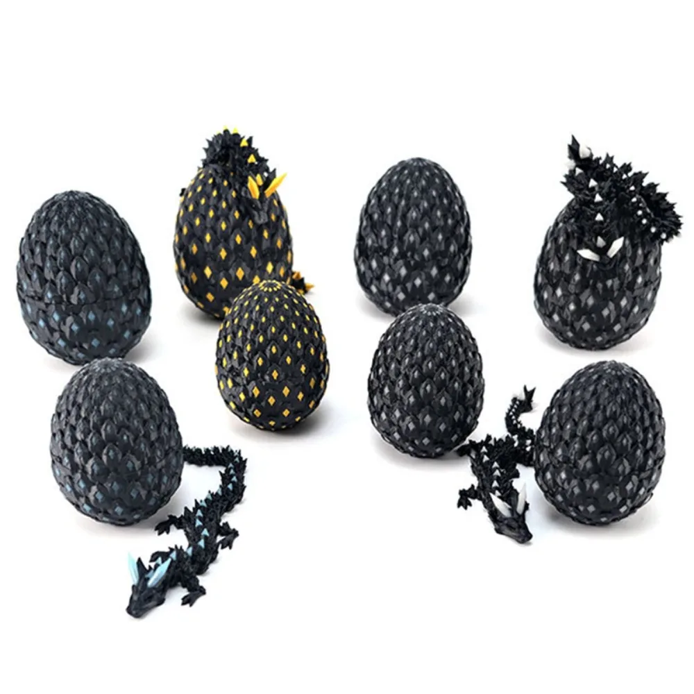 

3D Printed Luminous Crystal Dragon Egg Set Ornament Dragon Egg Christmas Decoration Home Office Desktop Decor Kid Gifts