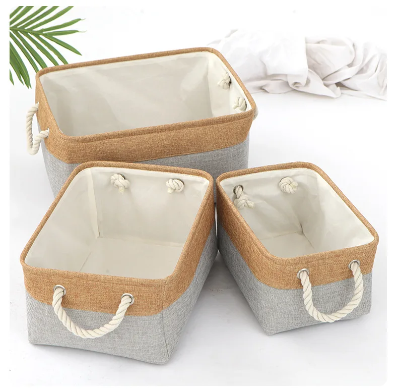 Cotton and Linen Foldable Storage Basket for Sorting and Organizing Miscellaneous Items Storage Baskets Woven Basket