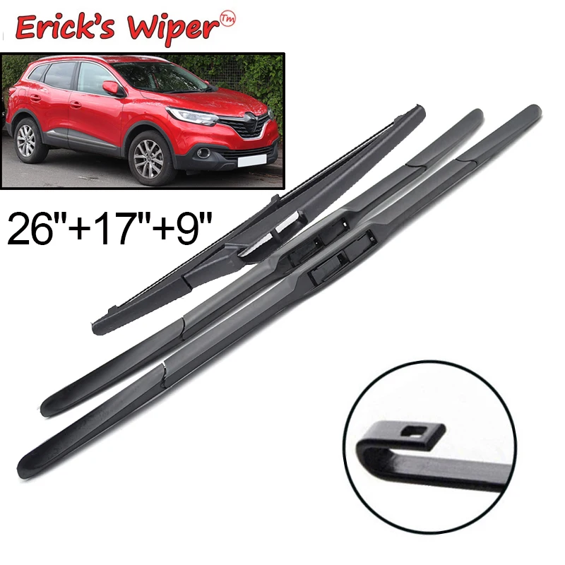 Erick's Wiper Front & Rear Wiper Blades Set For Renault Kadjar 2015 - 2023 Windshield Windscreen Window Car Rain Brush 26