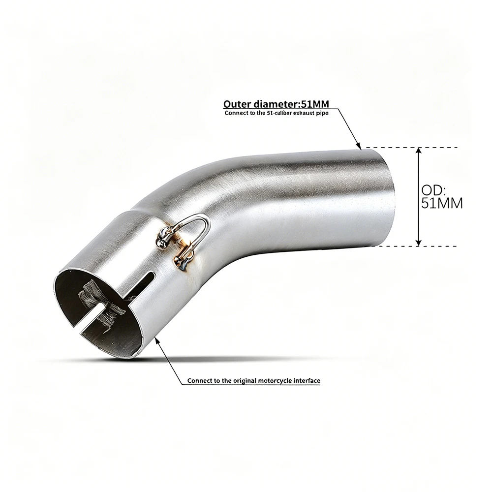 For Kawasaki Ninja ZX-4R ZX4R SR SE ZX4RR Stainless Steel 51mm Motorcycle pipe Exhaust Universal Mid Link Pipe Connection