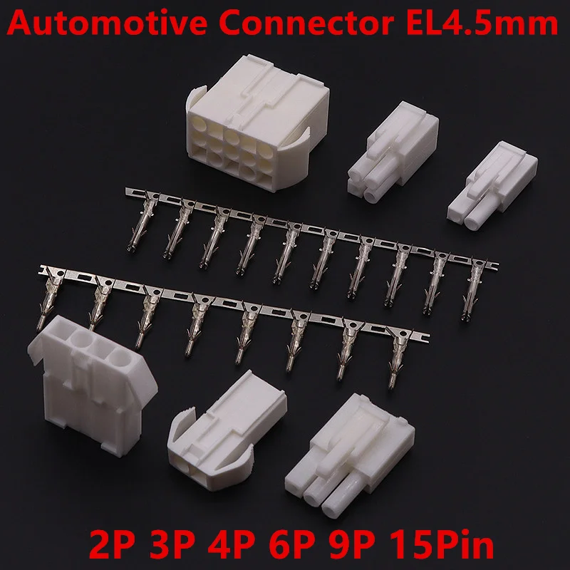 Automotive Connector EL-2/3/4/6/9/15P Small Tamiya Connector 4.5mm EL4.5 Multipole Connectors Male/Female Housing + Terminals