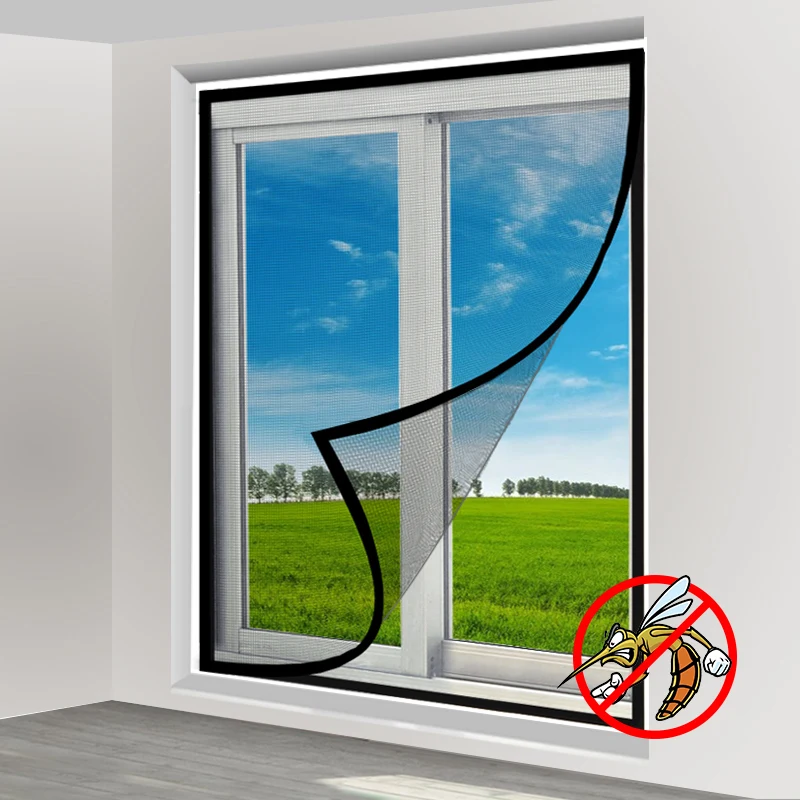 Black Window Mosquito Net Summer Screen Supports Customized Sizes is Detachable and Can washable Prevent Mosquitoes and Insects