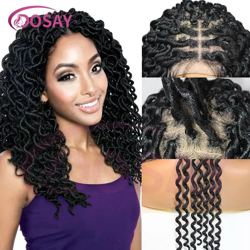 22 inch synthetische full lace frontale gevlochten pruiken vlinder twist gevlochten pruiken krullend golf golvend cornrow vlechten pruik voor zwarte vrouwen