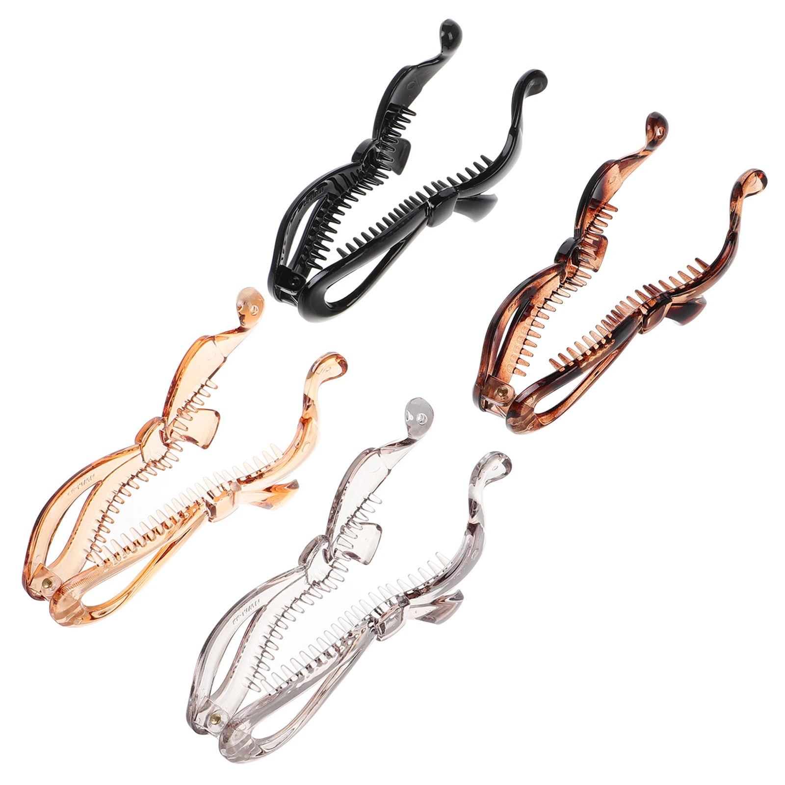 

4pcs Clip Set Elegant Banana Barrettes Simple Ponytail Clips Portable Accessories Long Lasting Plastic Versatile Hairstyles