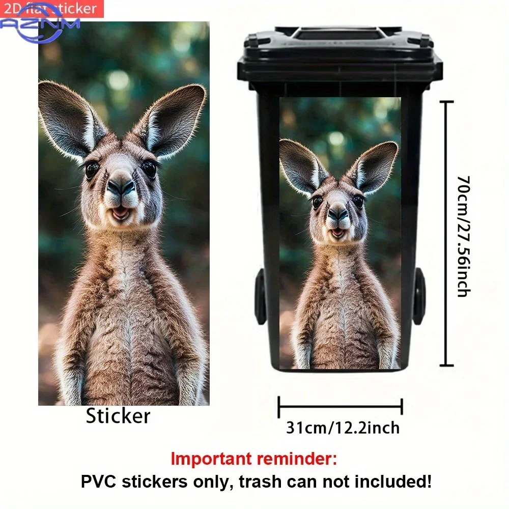 1pc, Kangaroo Theme Trash Can Sticker, 2D Flat Holiday Party Decoration, Self-Adhesive PVC Decal, Waterproof for Outdoor Use,