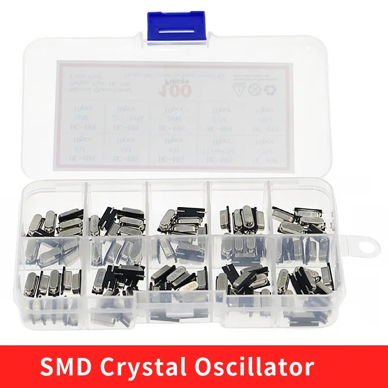 10Values HC-49S Quartz Resonator SMD Crystal Oscillator Kit 4MHz 6MHz 8MHz 12MHz 16MHz 24MHz 25MHz 48MHz 2Pin diy electronic set