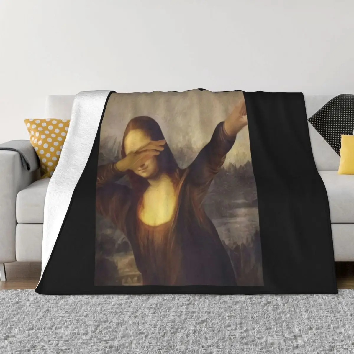 Quality Unisex Dabbing Mona Lisa Dab Hiphop Classic Art Gioconda Classic O' T'Shi Throw Blanket