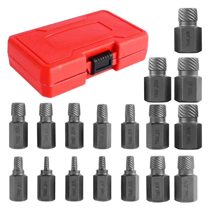 

A84E-Effective Hex Screw Extractor Set 25 Piece Bolt Remover Kit For Quick And Easy Removal Of Stripped And Damaged Screws