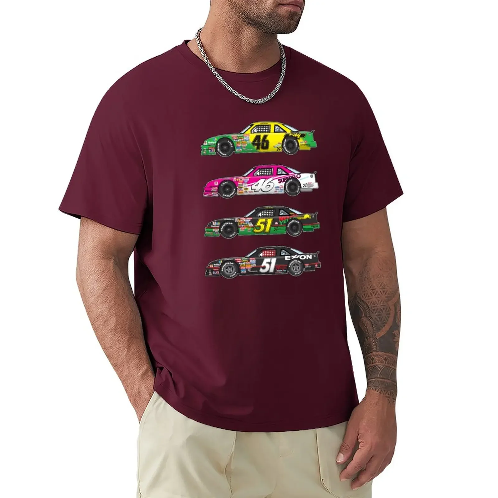 Hippie clothes summer top mens cotton t shirts Days of Thunder Car Collection Illustration,Cole Trickle,Rowdy Burns T-Shirt