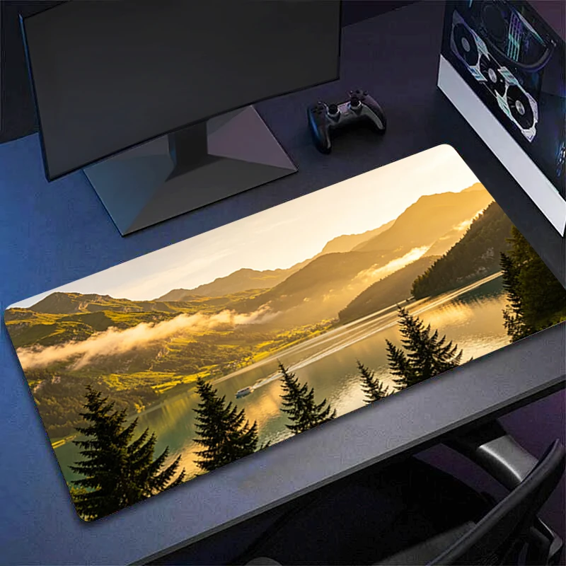 Mouse Pad natural scenery green Large Rubber PC Computer Gaming Accessories Mousepad Desk Mat Locking Edge Gamer Carpet