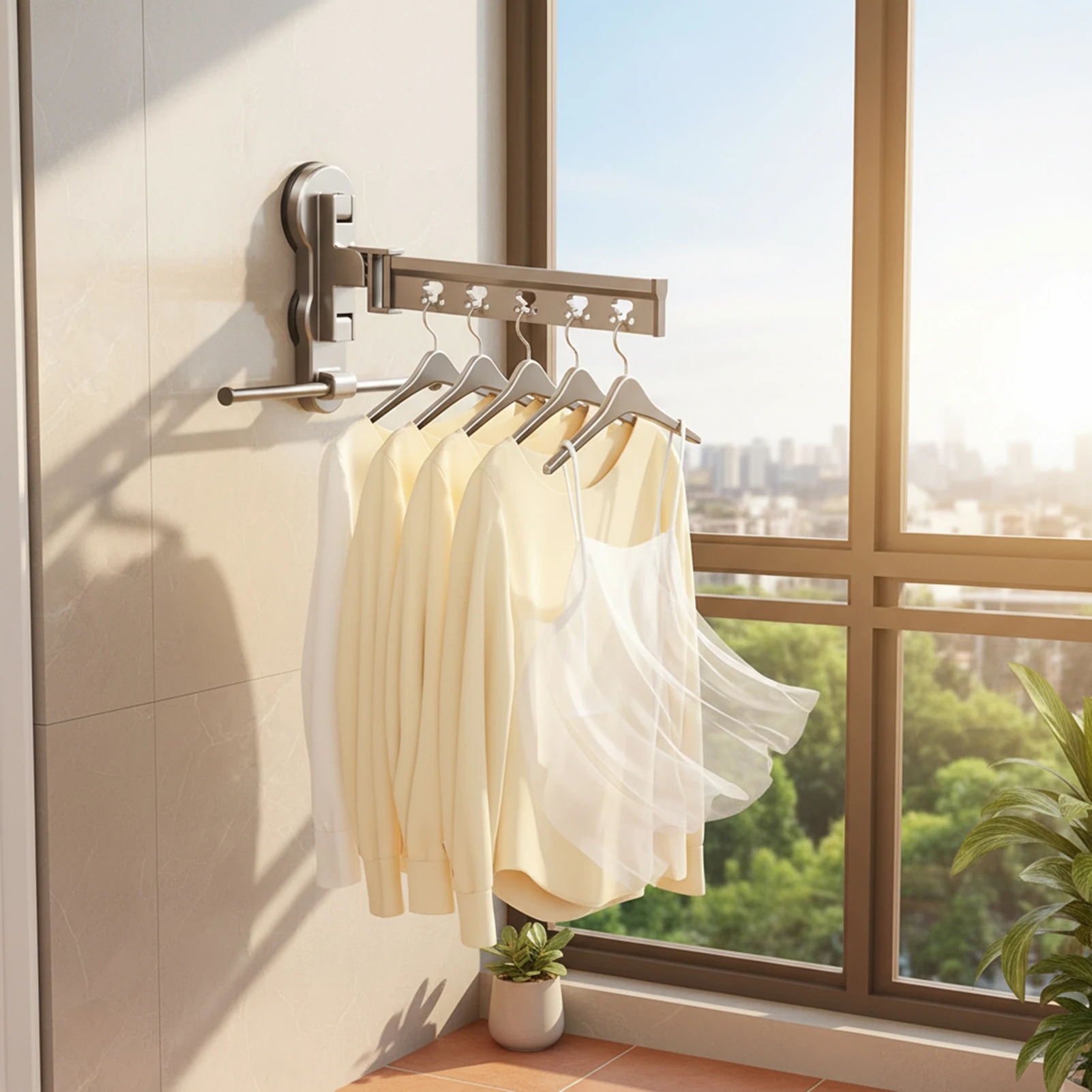 

Настенная складная сушилка для белья на присосках, экономящая место, для балкона, окна, малогабаритной квартиры