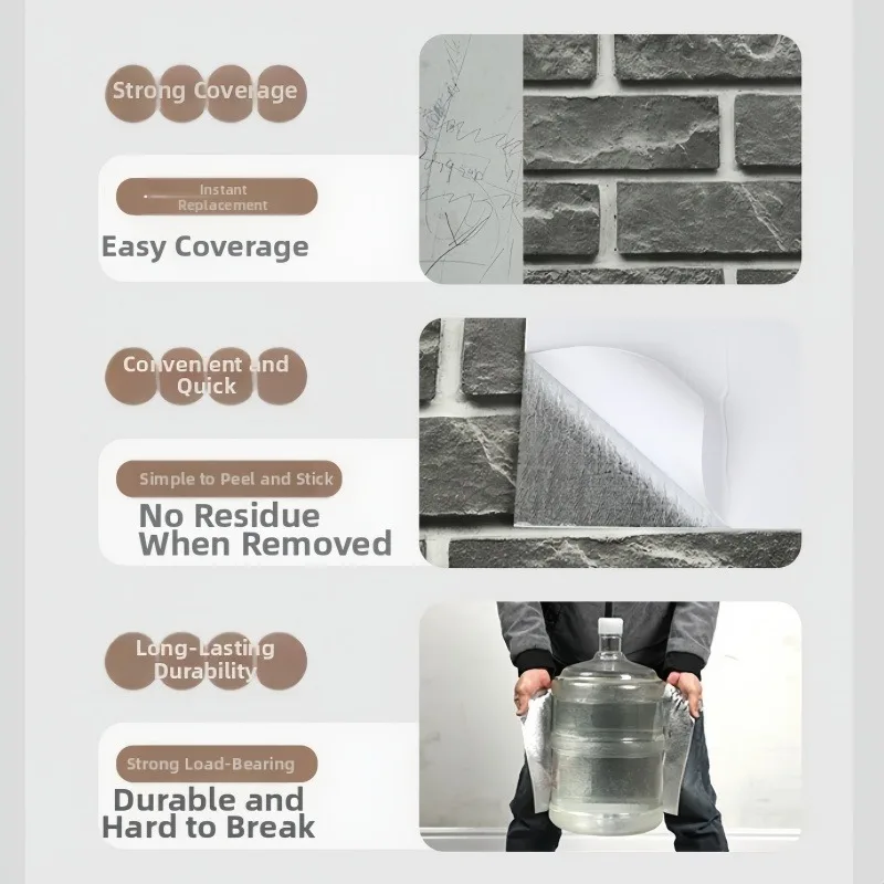 Self-adhesive Wall Stickers Imitation Ceramic Tiles Brick Pattern Wallpaper for Bedroom Living Room Background Wall Cover