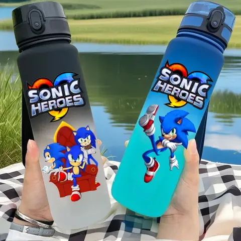 Bottiglia d'acqua antigoccia in plastica di grande capacità per esterni portatile da 650 ml con personaggi anime riccio