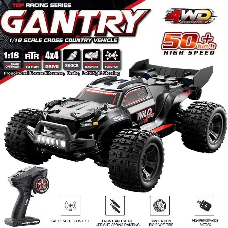 1:18 4WD RC Car Off Road Monster Truck High Speed 50Km/H With LED Light 2.4G Remote Control Cars For Adults And Kid RC Cars Toys