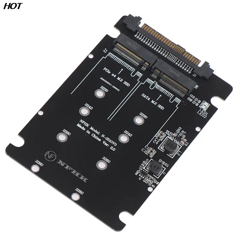 1PC SATA M.2 SSD to SAS and NVMe M.2 NGFF SSD to SFF-8639 Adapter Converter