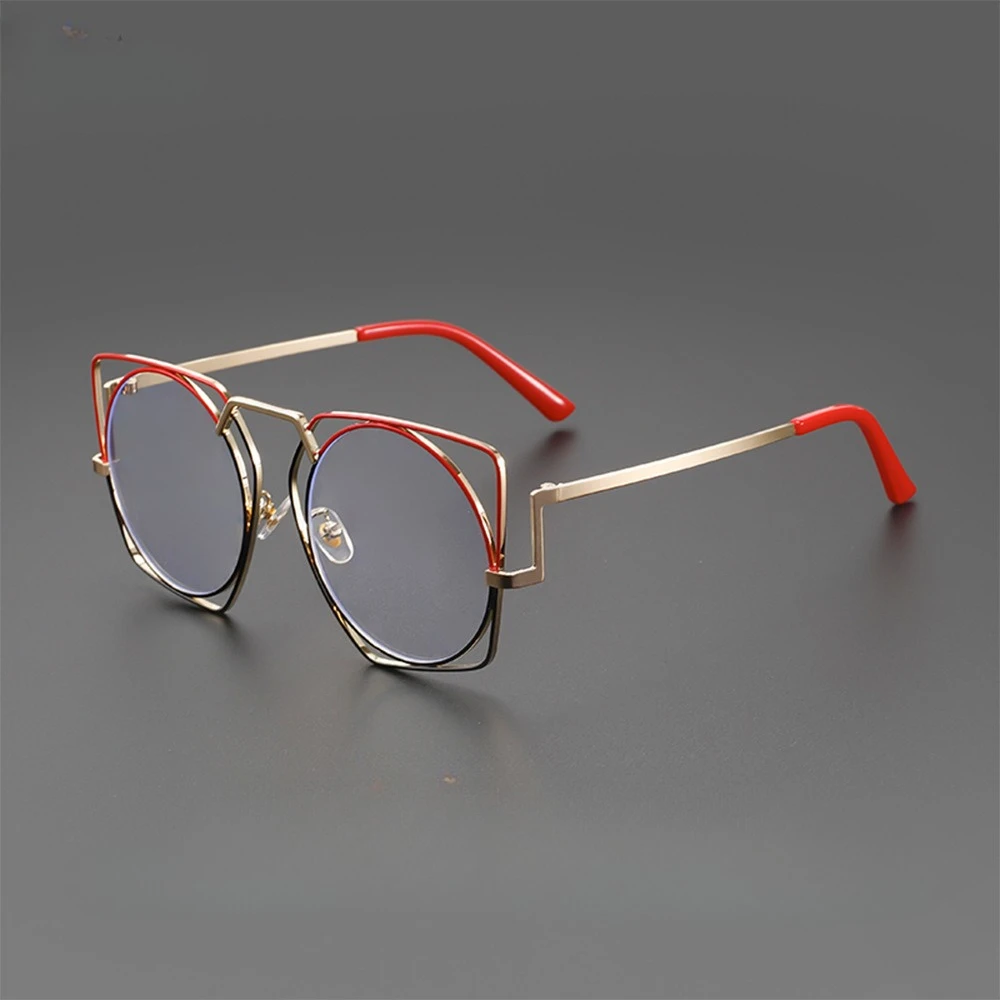 

Усовершенствованные очки с защитой от синего света, модные и персонализированные очки в большой оправе, многоугольные плоские линзы, наружное украшение