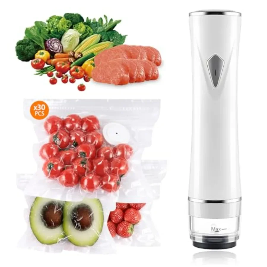 ماكينة سد الفراغات المحمولة المحمولة مع 30 كيس سدادة قابل لإعادة الاستخدام لحفظ الطعام ونضارة معرف التصميم المدمج اللاسلكي