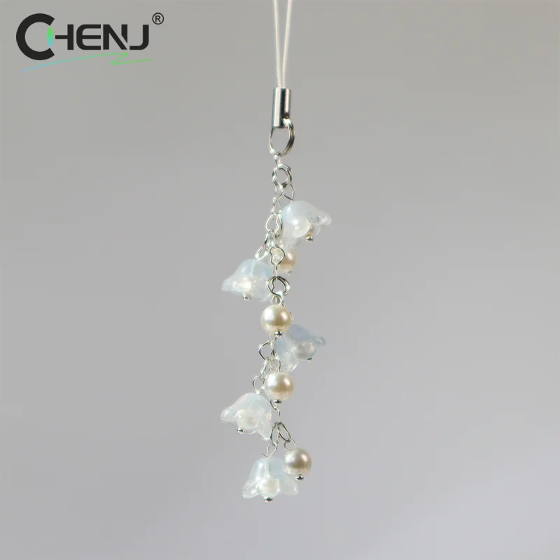 Vintage Lily Of The Valley Phone Chain Y2K Aesthetic Beaded Cell Phone Lanyard Fairy Mobile Phone Pendant Accessories