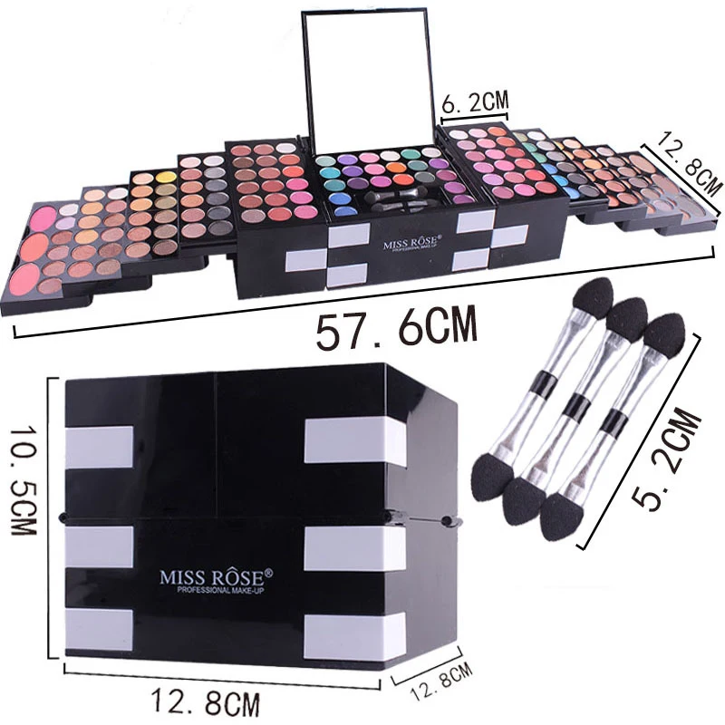 Miss Rose Professional Make-up 194 Farbe matt schimmernde Palette kosmetische Foundation Puder erröten Augenbrauen Kontur Beauty Kit Box