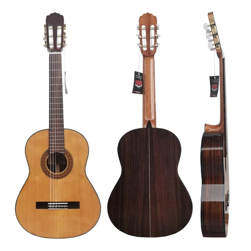 Handcrafted Classical Guitar Solid Cedar Top Rosewood Back & Sides Lattice Bracing Nylon String Instrument For Practice