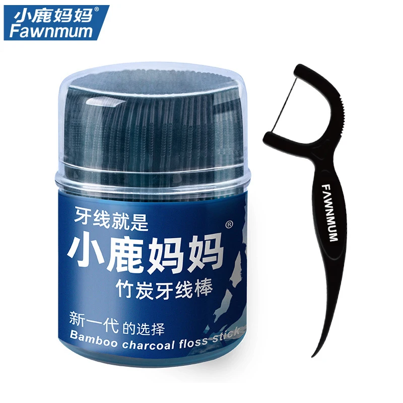 500 PCS / 10 Boxes Bamboo Charcoal Dental Floss Teeth Stick Tooth Picks Teeth Cleaning  Bamboo Dental Flossers Toothpick