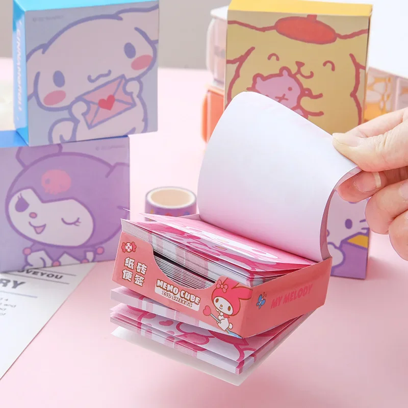 Sanrio kawaii stationery  Hello Kitty Kuromi Cinnamoroll My Melody Pompompurin Student Memo Tearable Hand Book Note Paper cute