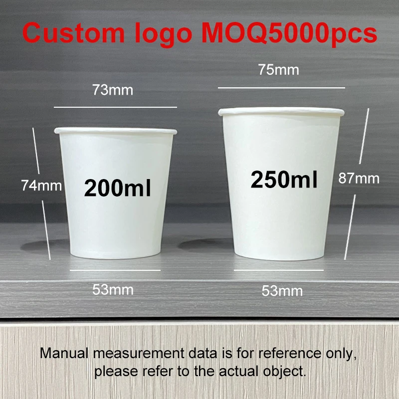 100PCs 200ml 250ml Disposable Paper Cups Drinking Coffee Paper Cup Hotel Restaurant Paper Cup Supplies