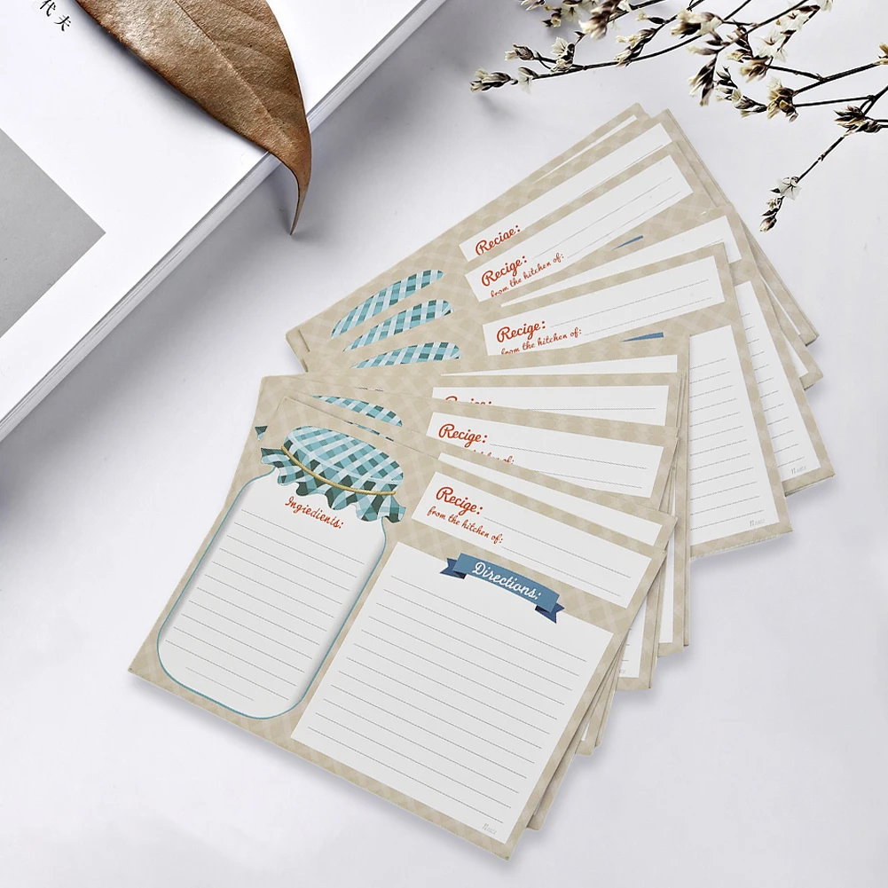 25Pcs Kitchen Recipe Cards Double Sided Blank DIY Recipe Book Message Card For Home Kitchen Invitation Card Wedding Party Supply