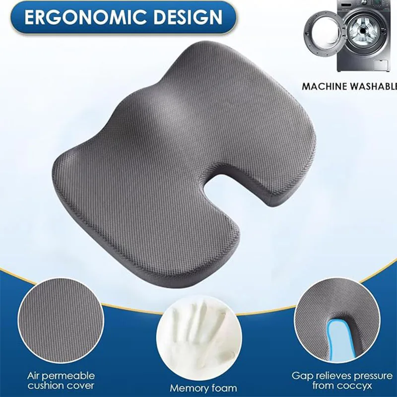 1Pcs Coccyx Seat Cushion Memory Foam U-Shaped Pillow for Chair Cushion Pad Car Office for Tailbone Pain Massage Pillow