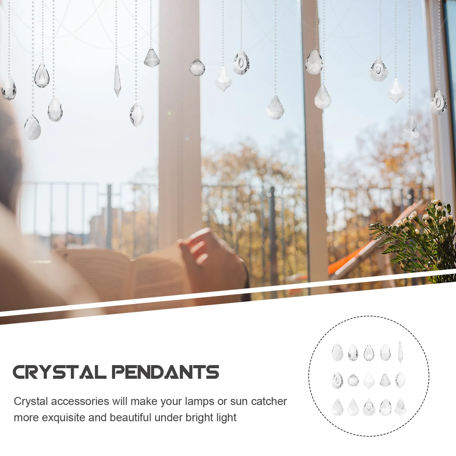 15Pcs Crystal Hanging Pendants Fine Cut Prisms Decorative Sun Catchers for Windows Lamps Garden Party DIY Christmas Tree