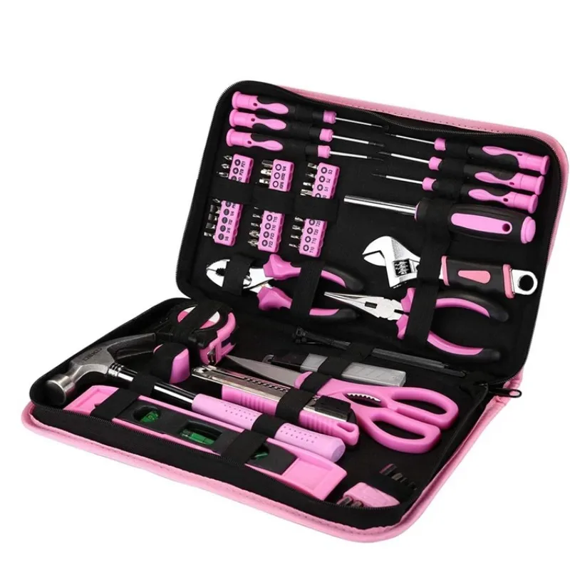 

Portable 110Pcs Pink Home Diy Tool Set Kit Customizable Tool-Kit-Home Ladies Tool Box