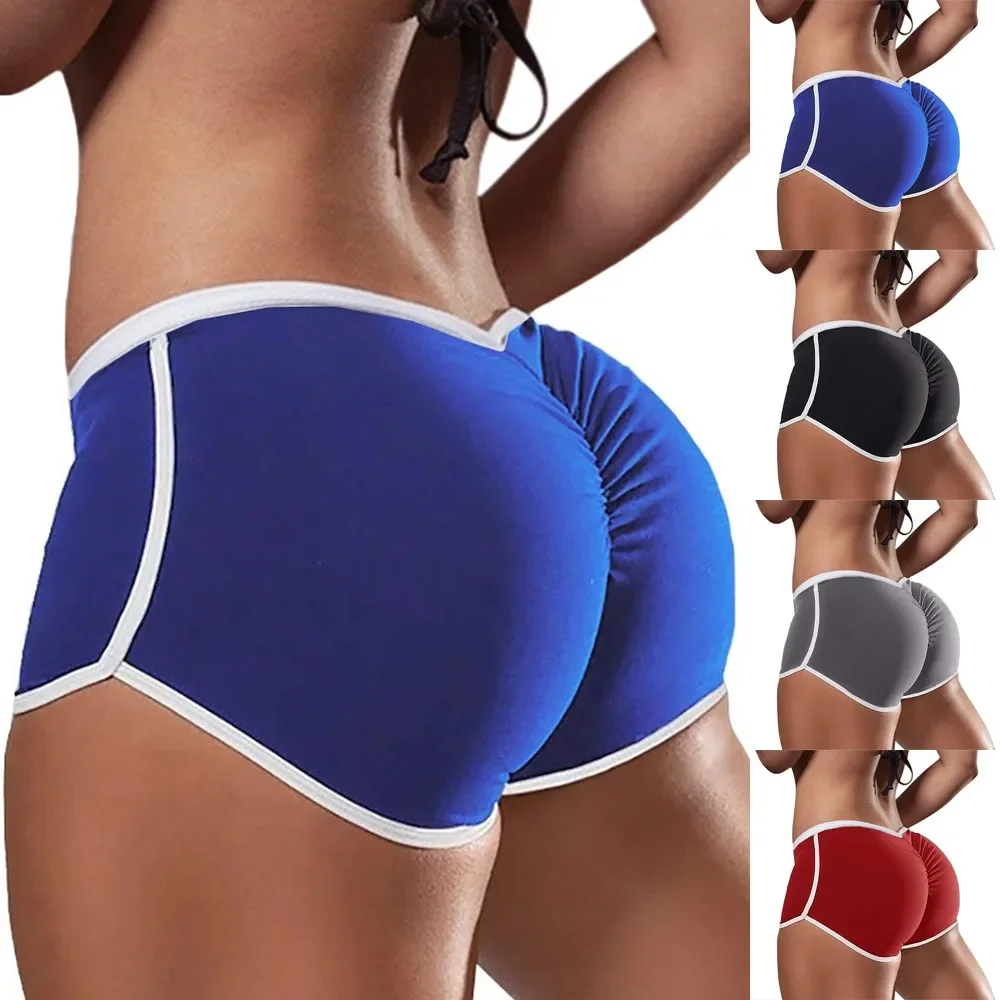 Damen-Boxershorts für Fitnessstudio, klassisch, Fitness, Sport, einfarbig, bequeme Shorts, elastische Taille, Po-Lift, Gesäß, Yoga, Hot-Stretch-Hose