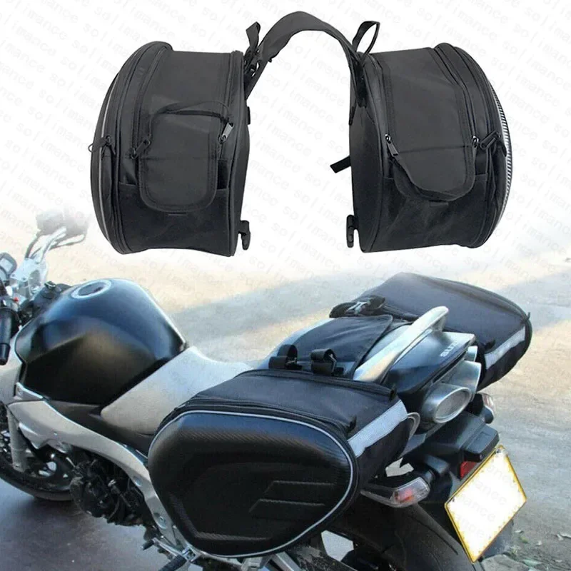 Universal Saddle Bags Motorcycle Side Bags Seat Bag Waterproof Black Moto trunk luggage Helmet Riding Travel Bags