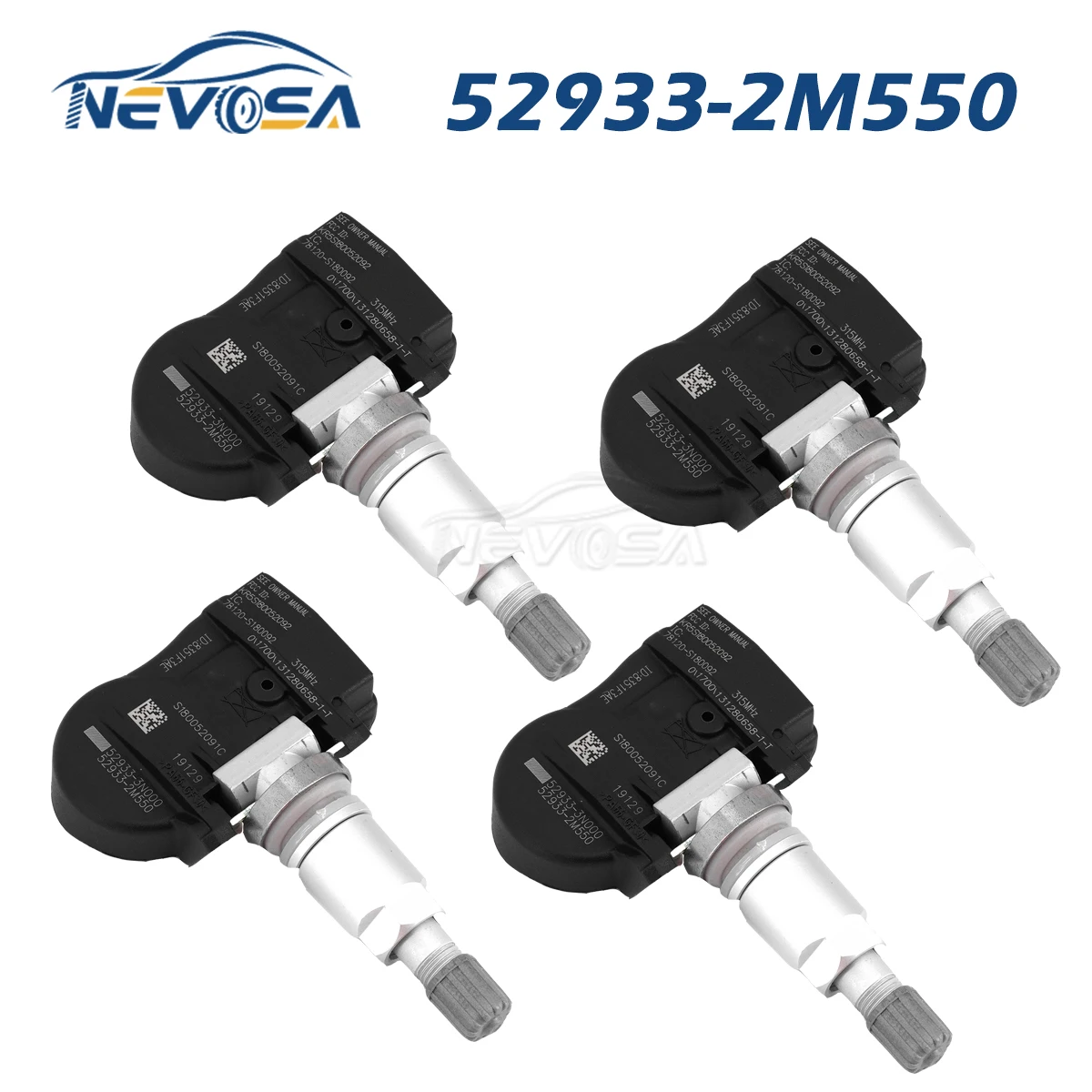 

NEVOSA 52933-2M550 529332M550 TPMS Sensor For Hyundai Accent Santa Fe Sport Centennial Sonata Equus Kia Optima Rondo 315MHz 4PCS