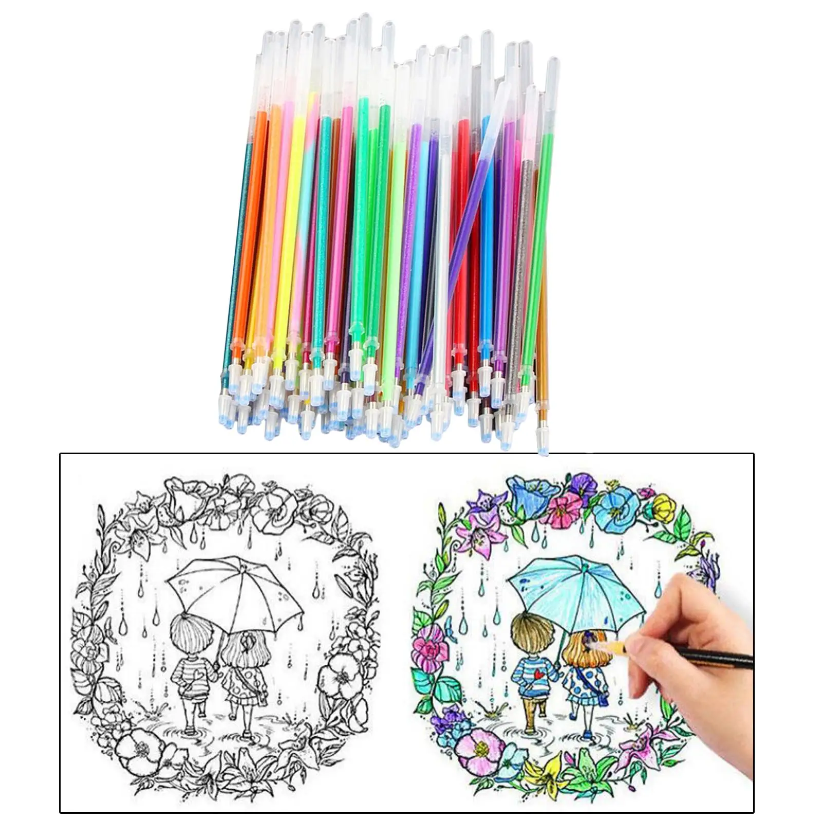 2-4pack Neon Gel Pen Refill Glitter Pen for Coloring Drawing Craft