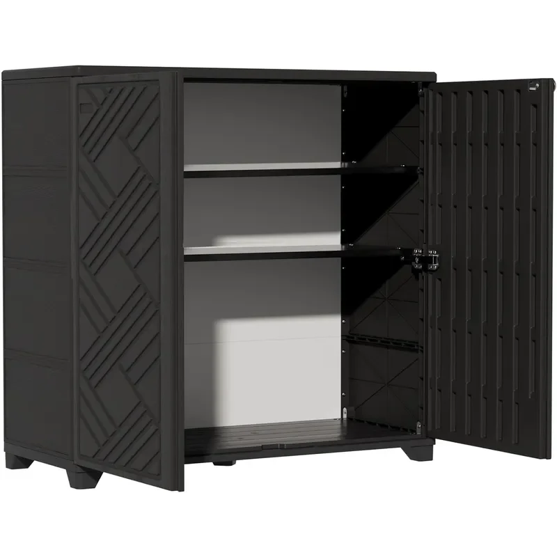 Indoor Outdoor Storage Cabinet Waterproof 34x15x34 Plastic Outdoor Storage Box for Garden Balcony Bathroom All Weather