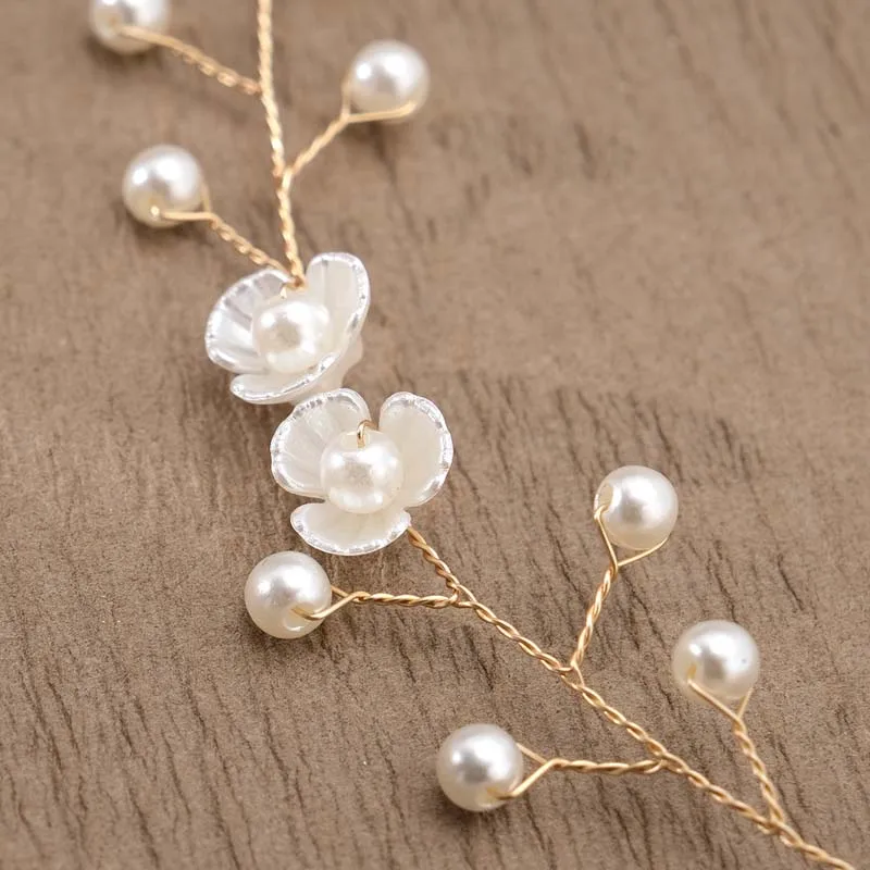 Elegante Blume Perle Kranz Stirnband Braut Hochzeit Kleid Zubehör Girlande Kopfschmuck Braut Haarband Hairvine Hochzeit Schmuck – Detail 3