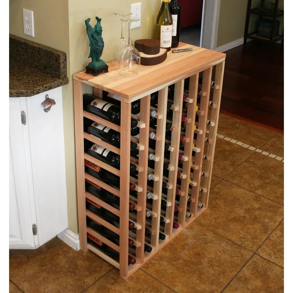 Creekside 48 Bottle Table Wine Rack (Redwood) by Creekside - Exclusive 12 inch deep design conceals entire wine bottles. Hand-sa