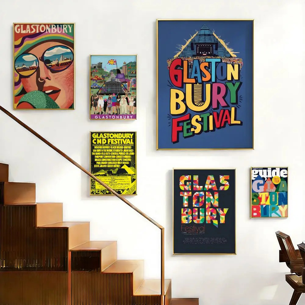 Trending Festival Glastonbury Festival Poster HD Self-Adhesive No Residue After Removal Ideal for All Kinds of Wall Decor