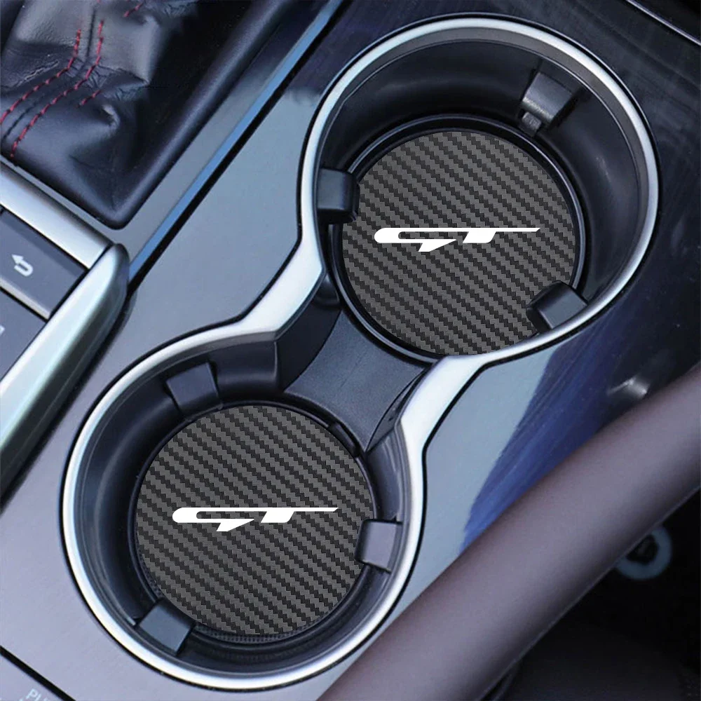 Car Coaster Water Cup Slot Non-Slip Mat Silica Gel Pad Cup Holder Mat Waterproof Car Logo Coasters For Kia GT Line Elantra Rio