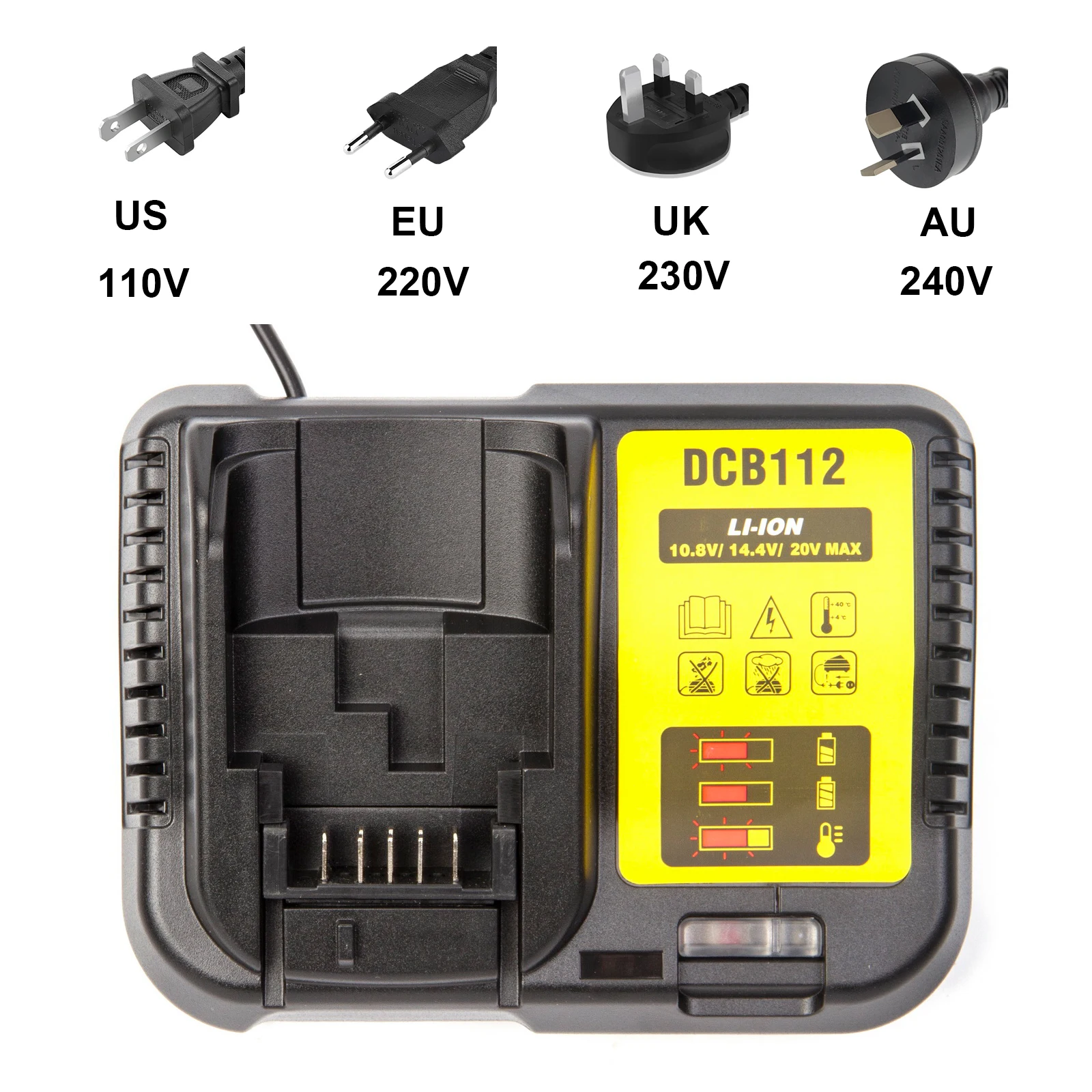 شاحن بطارية ليثيوم أيون لـ Dewalt DCB105 DCB112 DCB200 DCB101 DCB140 DCB105 DCB105 DCB105 DCB112 10.8 فولت 12 فولت 14.4 فولت 18 فولت