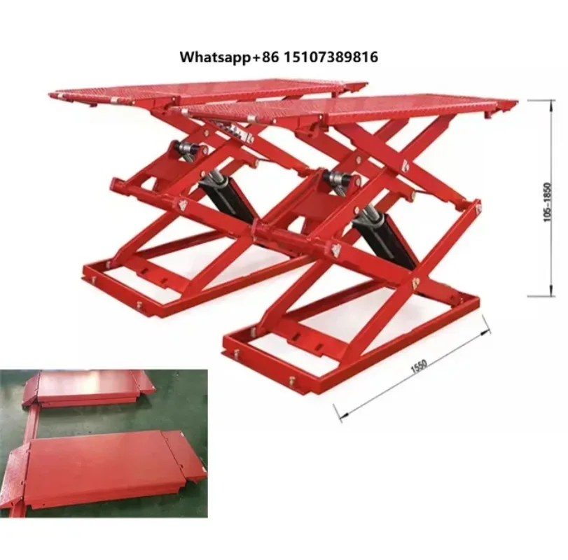 Ultra-Thin 4000kg Scissor Car Lift 2 Post Design with Hydraulic Drive/Actuation Competitive Price and 1 Year Warranty