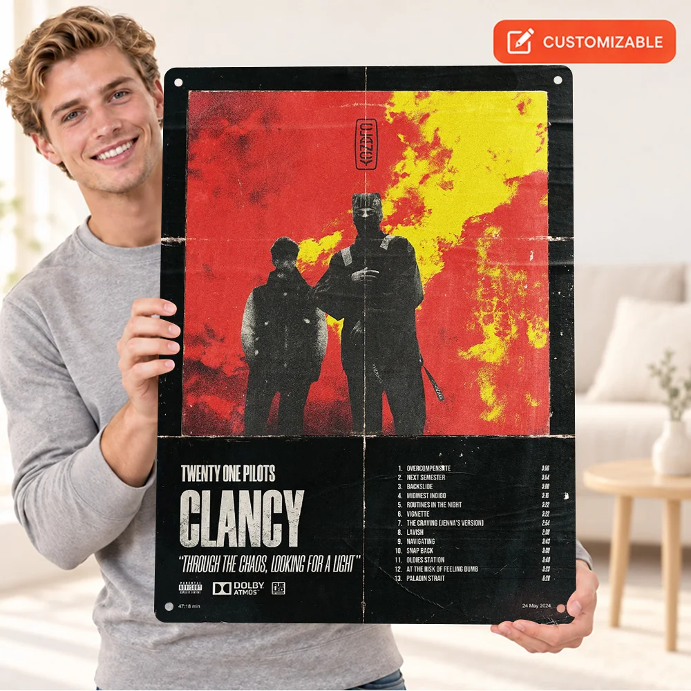 Twenty One Pilots Clancy Music Album Aluminum Poster Customized Metal Sign Classic Graphic Style Wall Art For Listening Room