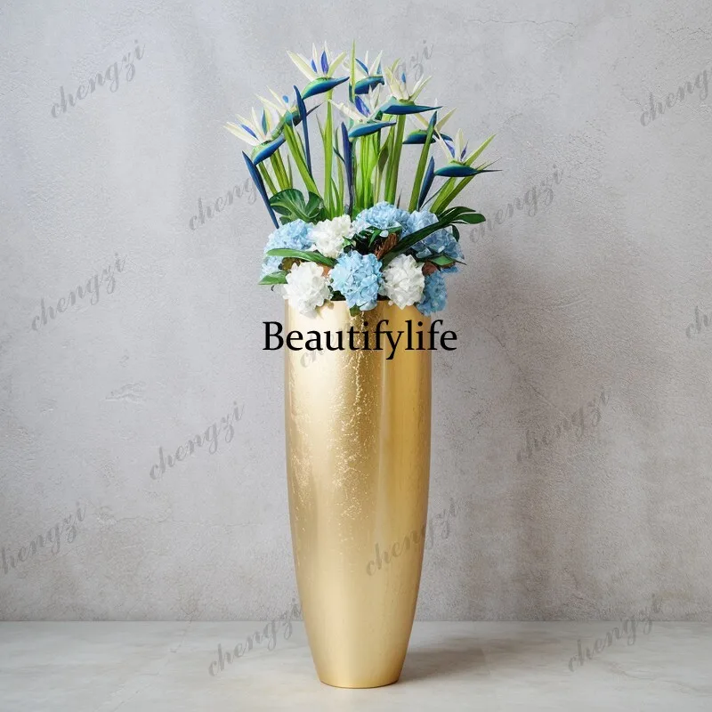 A95 modern fiberglass floor-to-ceiling large vase shopping mall hotel Meichen soft decoration ornament