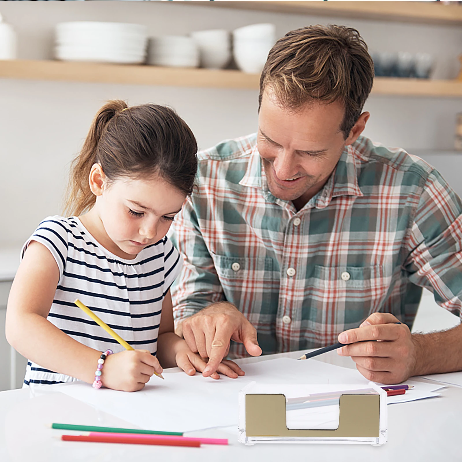 

Clear Storage Box Holder Notepad Case Memo Pad Organizer Desktop Stationery Holder Office Supplies Home Use Tidy