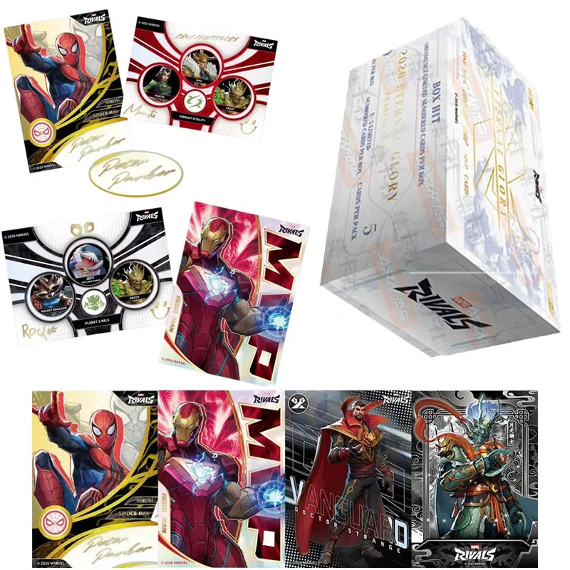 Cartão Autêntico Marvel Rivals Série Eternal Glory, Cartão de Assinatura do Herói, Iron Man, Spider Man, Jogo de Cartas Colecionáveis