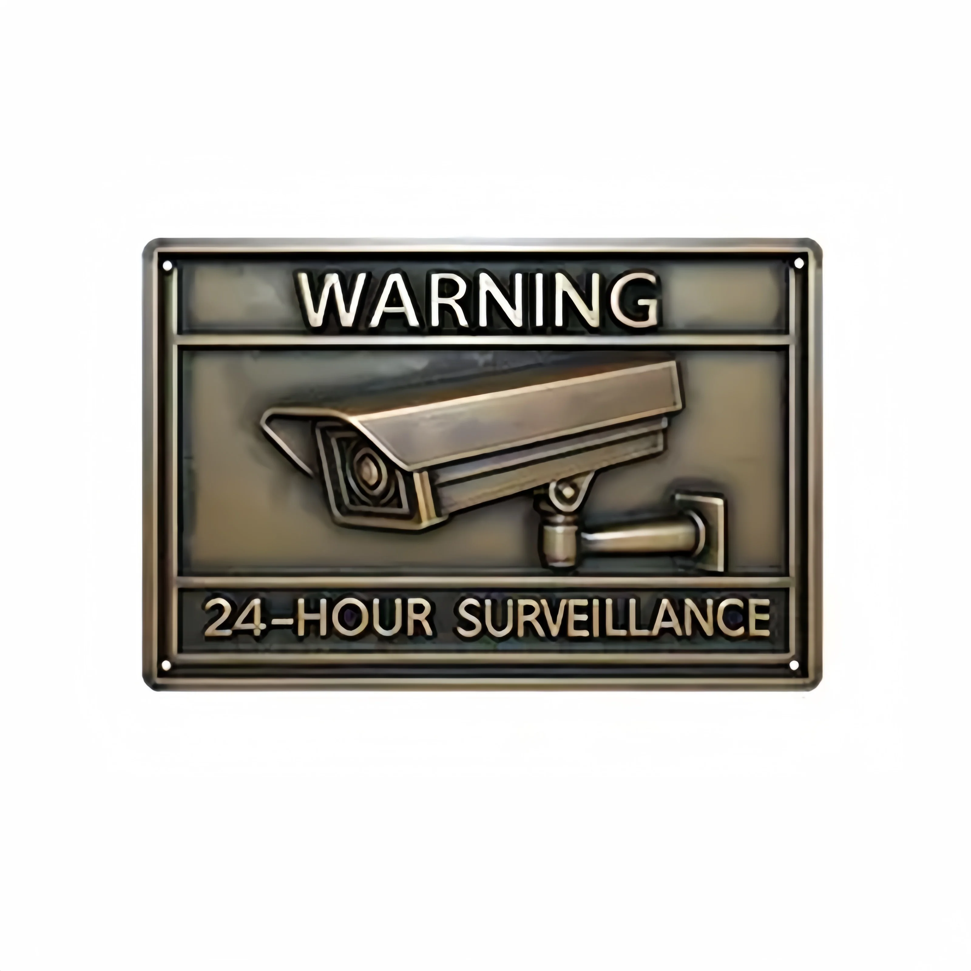 [2D Flat] Vintage Style Aluminum Metal Surveillance Warning Sign with Camera Graphic, Perfect for Home, Garage, Bar
