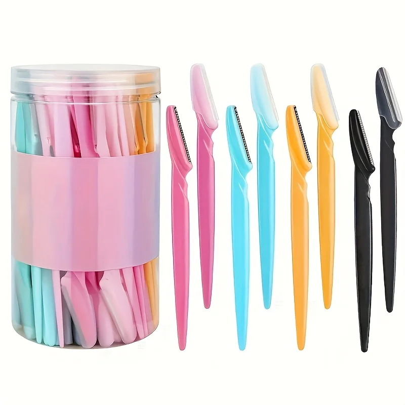 30/40 peças de aço inoxidável conjunto de navalha de sobrancelha design de moda, lâminas duráveis, superfície lisa, removedor de pêlos faciais, cuidados pessoais